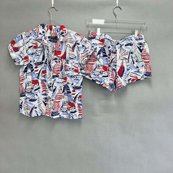 Lauren Ralph Lauren sailboat cotton short sleeve top/shorts pajama set Medium - Picture 5 of 15